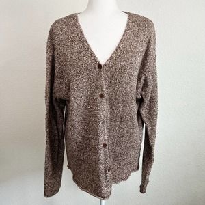 Eileen Fisher Linen Blend V-neck Button Down Speckled Knit Sweater Women's 2X